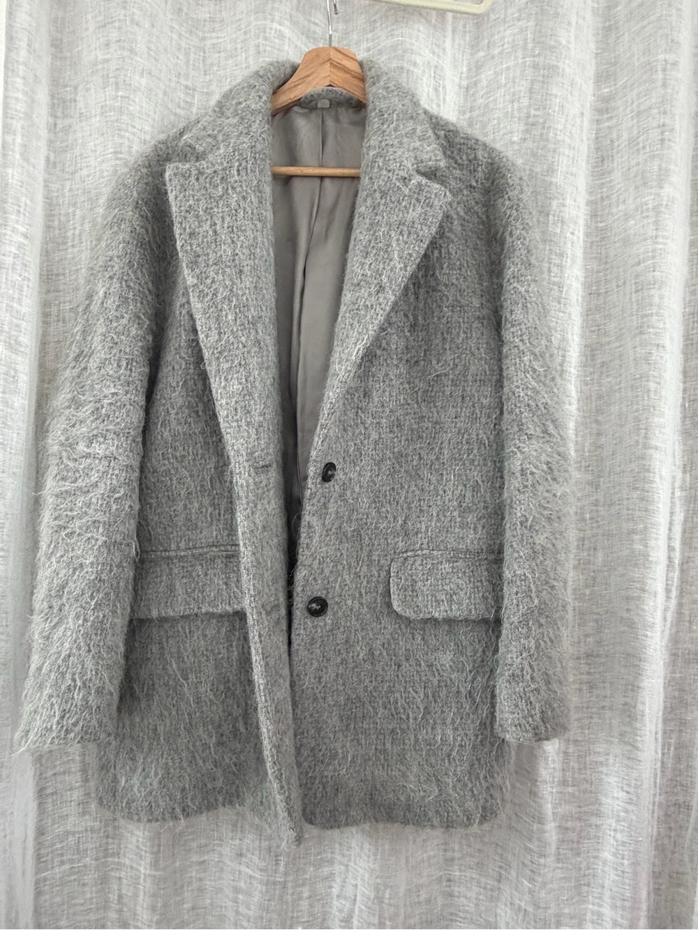 & Other Stories Gray Textured Pea Coat